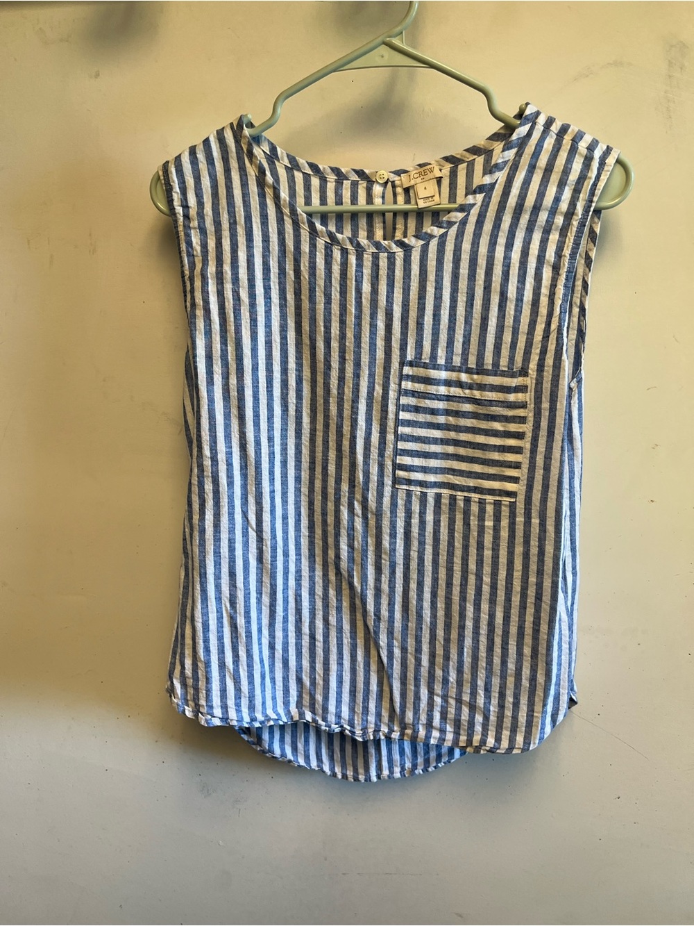 J. Crew Blue & White Striped Sleeveless Tank Top
